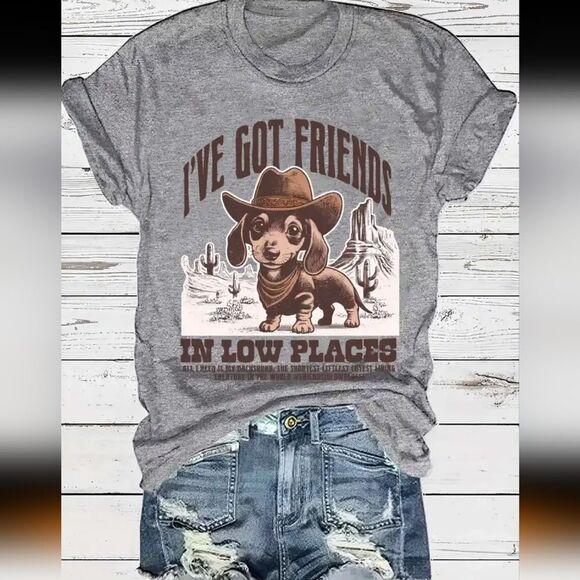 Dachsund Western Gray Dog Graphic T-Shirt XL - Picture 1 of 6